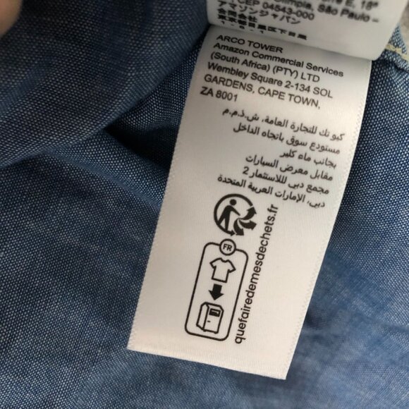 Essentials Mens Shirt Size XL Chambray Long Sleeve Button Up Casual Blue - Picture 8 of 12